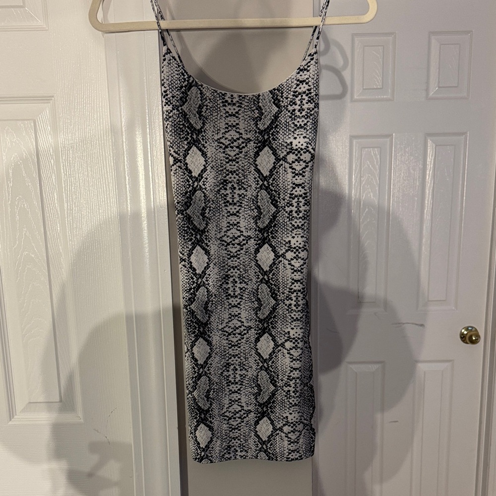 Windsor Black & White Snake-Print Mini Slip Dress
